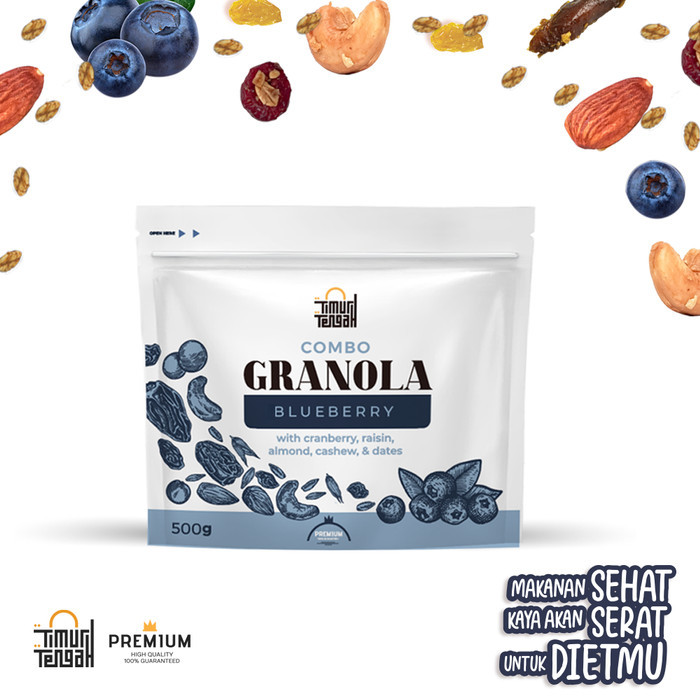 

Granola Blueberry 500gr Timur Tengah Sereal Makanan Sehat High Quality - Pouch