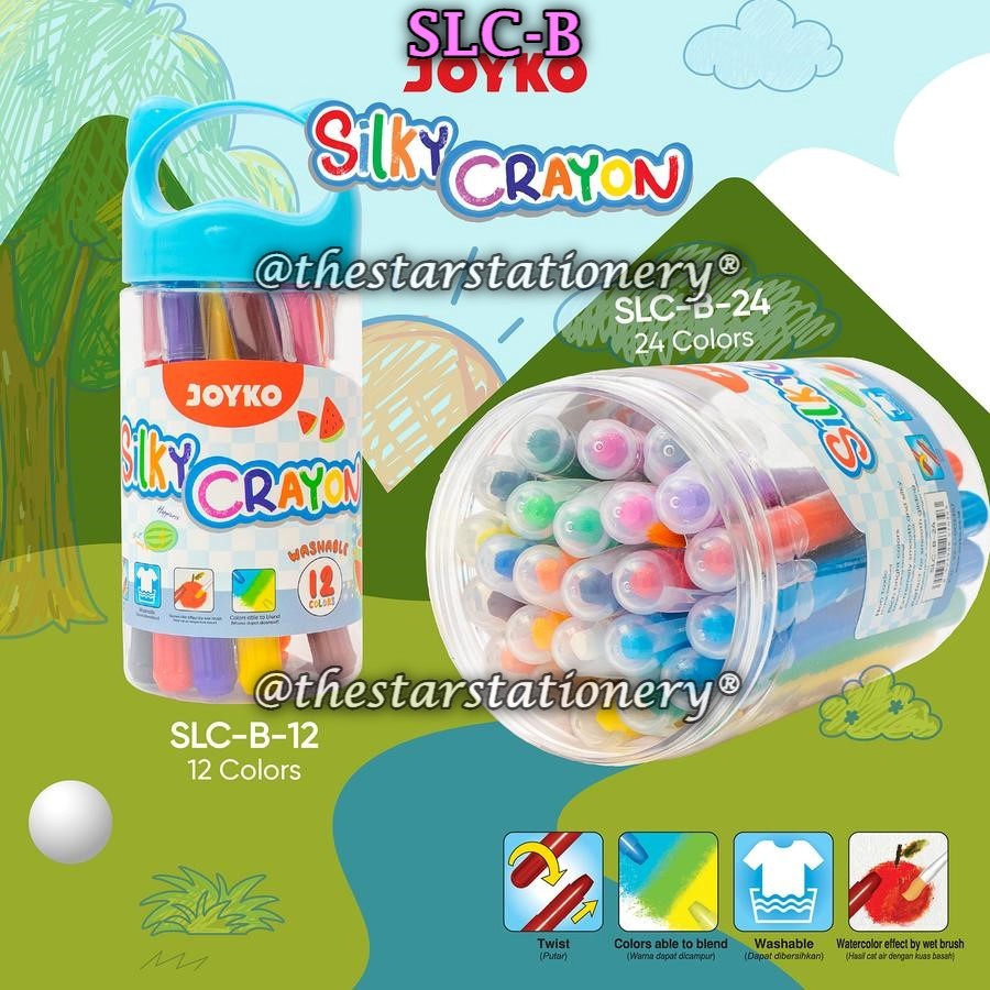 

(1 Tube) GABUNGAN Silky Crayon Joyko SLC-B / Silky Crayon Krayon Halus Joyko SLC-B Warna Colors SLC