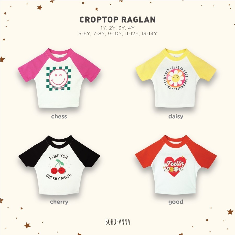 Bohopanna x Smiley Crop Top Reglan Kecil - Kaos Anak Perempuan