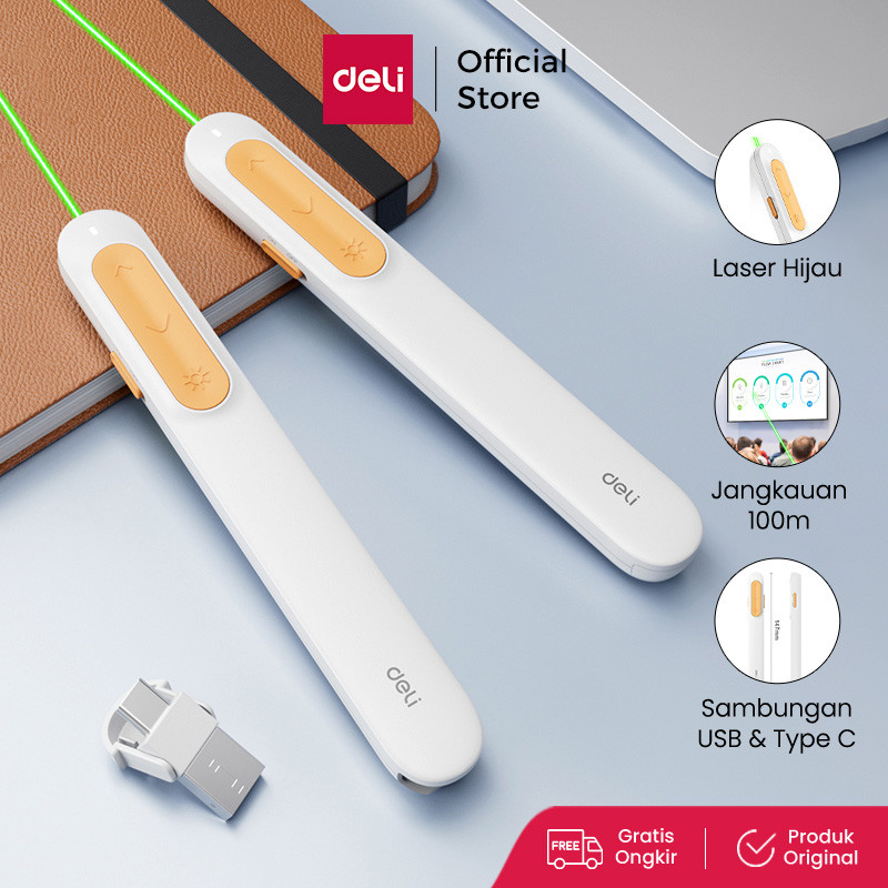 Deli Laser Pointer Type C Laser Hijau Presenter Wireless ES002-G