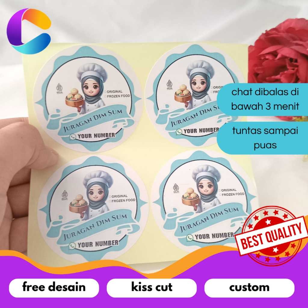 

Cetak INC 5-8 Stiker Label Dimsum Bentuk Bulat Sticker Chromo Dim Sum Free Desain Custom Uk.Sedang