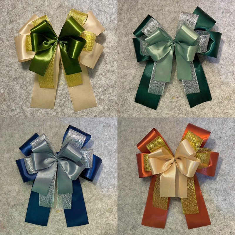 

[MIN. ORDER 10 PCS] | Pita Tempel Kado/Parcel/Hantaran/Hampers dll | Pita 3 Tumpuk Gold/Silver Satin & Organdi