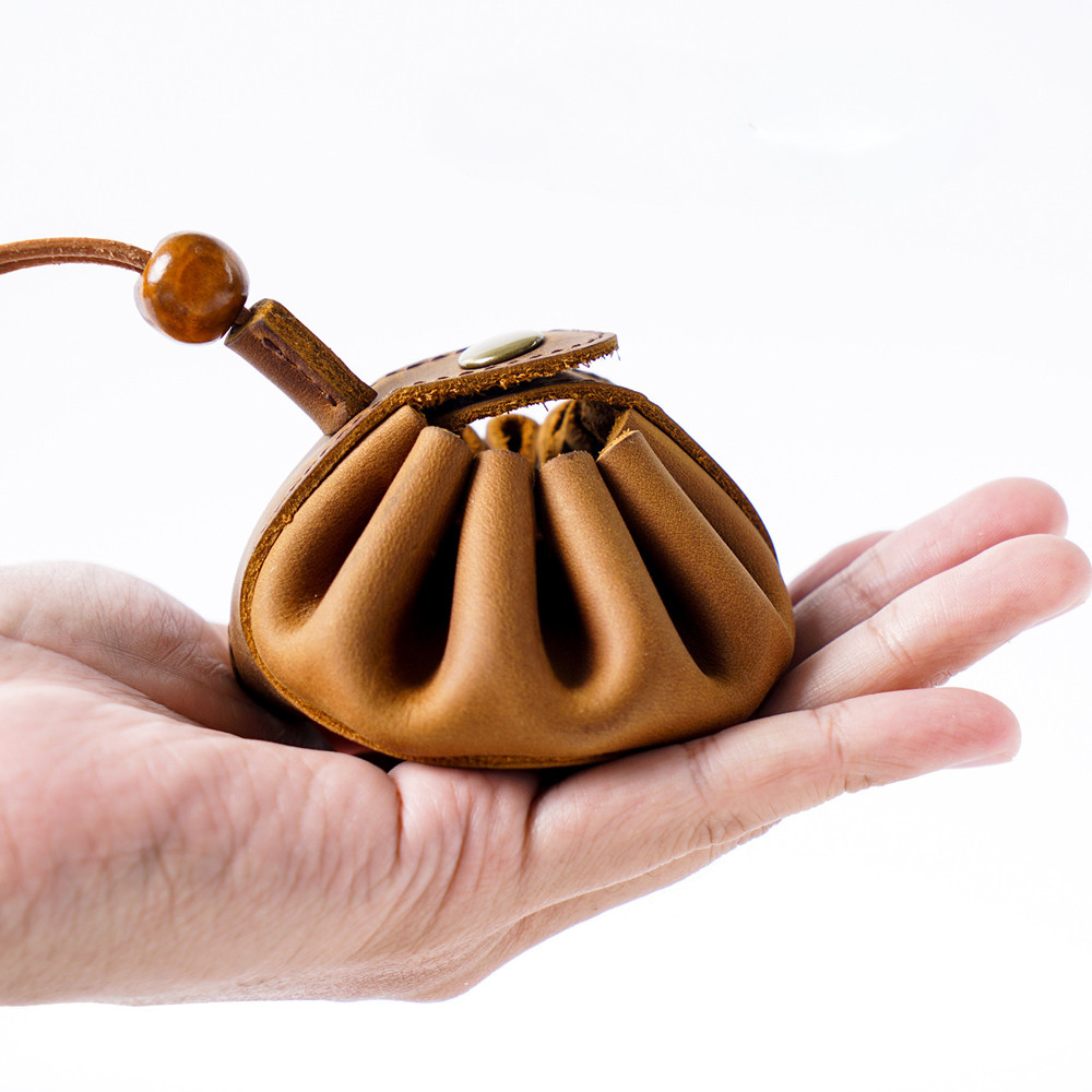 

Handcrafted Genuine Leather Drawstring Pouch - Perfect as a Coin Purse or Small Gift Bag