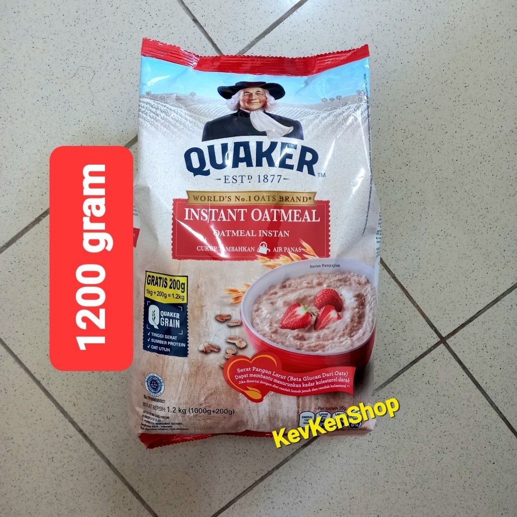 

Quaker Oat Instant Oatmeal Sereal 1200 gram Merah 1.2 Kg Exp OKTOBER 2026 BPOM