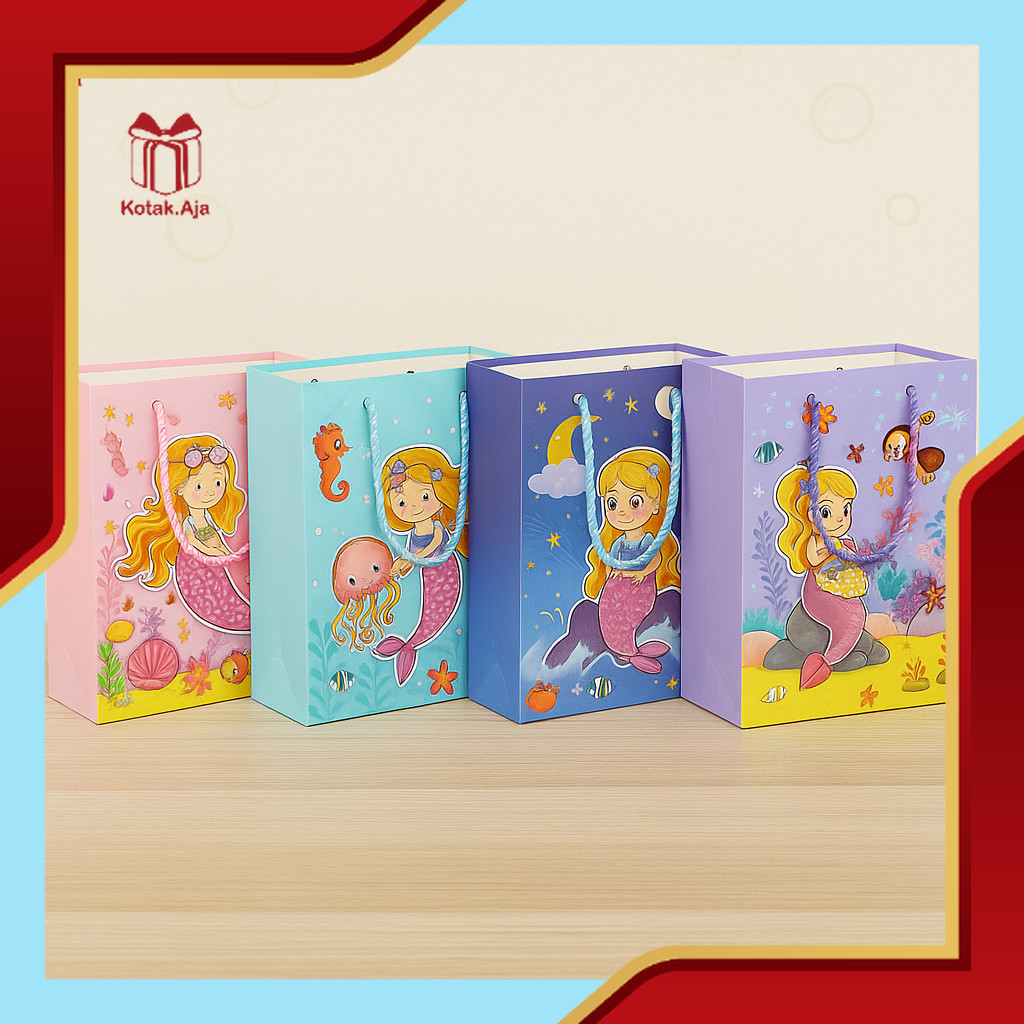 Paper Bag Ulang Tahun Anak / Paper Bag Ultah Anak Karakter Kucing Lucu / Hampers bag / Gift Bag / Pa