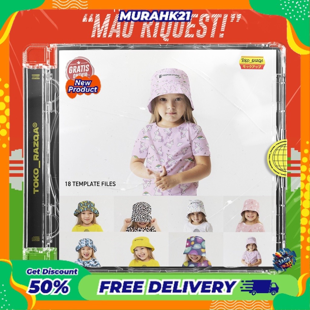 18 Template Mock-Up Topi Bucket Anak-anak ◖Mockup◗ NEW MOCKUP