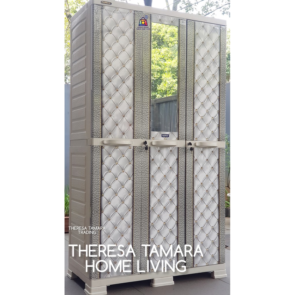 LEMARI NAPOLLY 388 JKTI  3 PINTU – 8 TAHAPAN / FULL GANTUNGAN GAMIS + KUNCI LEMARI