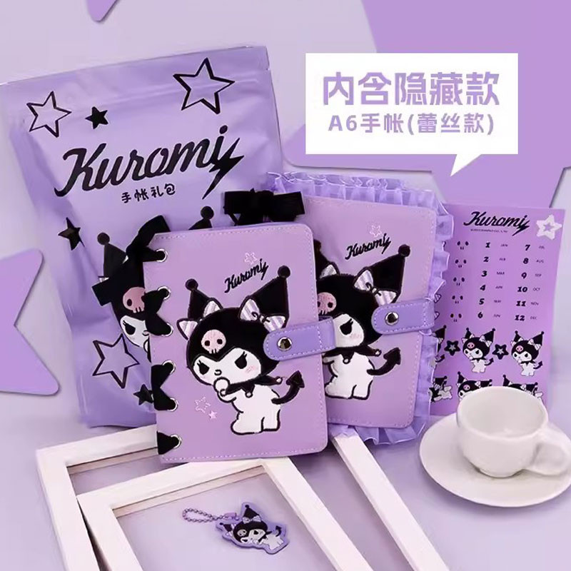 

Sanrio 2023 New A6 Kinbor Kuromi128 Pages Diary Monthly Plan Notebook With Lace Cartoon Habit Schedules Handbook Cute Girl Gift