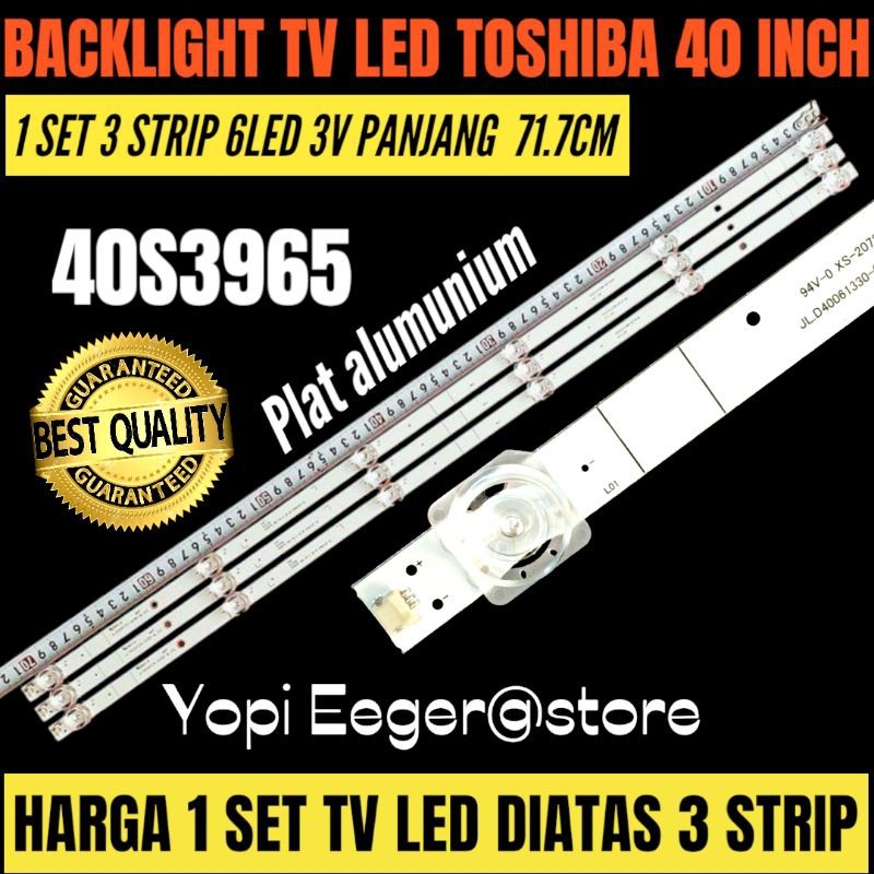 BACKLIGHT TV LED TOSHIBA 40 INCH 40S3965 BACKLIGHT TV TOSHIBA 40 INCH