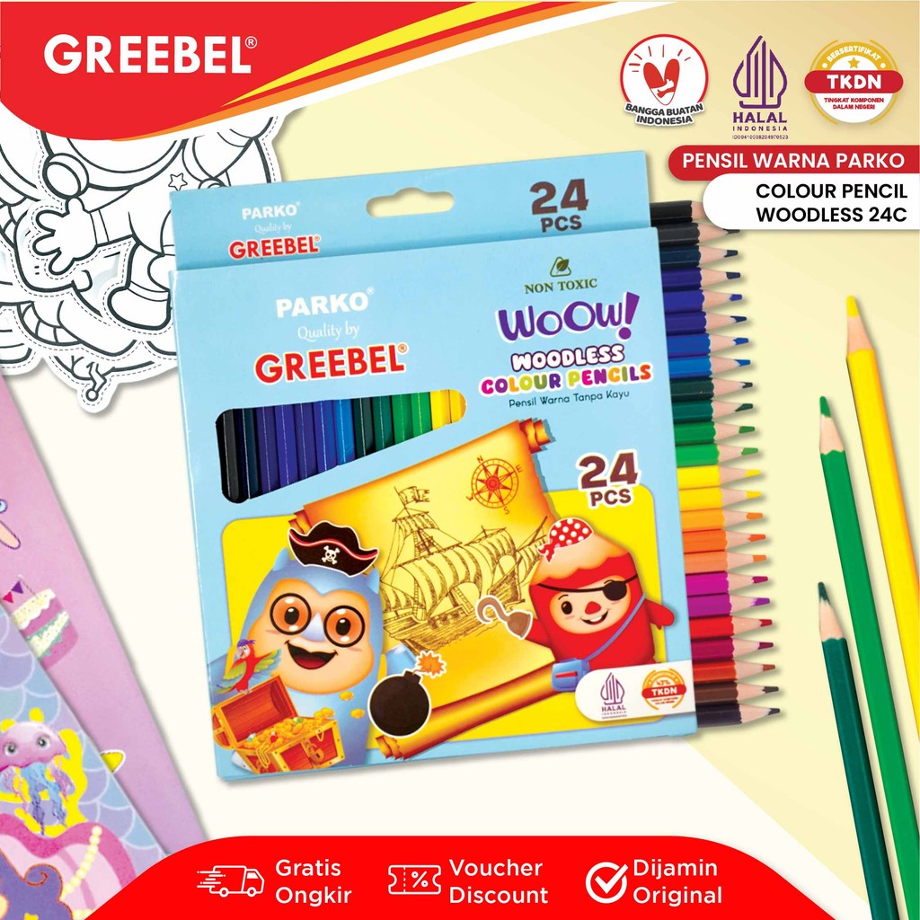

PARKO Alat Mewarnai 24 Warna / Colored Pencil 24 Warna / Alat Mewarnai / Woodless Colour (24 PKW-908)