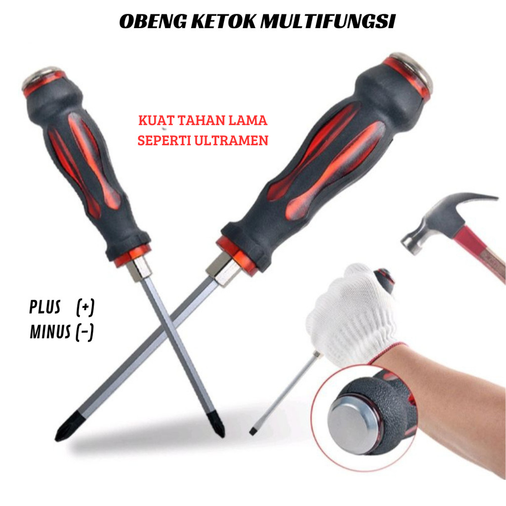 

Obeng Ketok plus minus magnet 20 cm diameter 3 cm multifungsi kuat VANADIUM CROME harga satuan