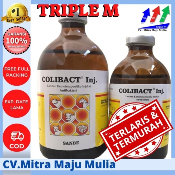 Colibact injeksi 50ml 100 ml Obat Antibiotik Hewan Diare Batuk Pilek