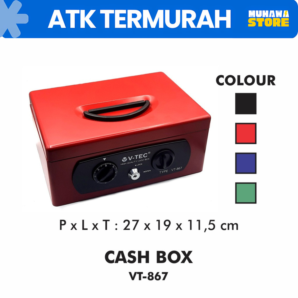 VTEC Cash Box VT 867 Tempat Simpan Uang Brankas Mini VTEC Cash Box Kecil Deposit Box