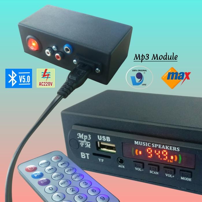 Rakitan Mp3 USB FM Bluetooth Player AC 220V-240V Mini Box