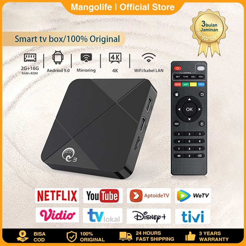 Android Tv Box Mini Q3 Ram 8gb Rom 16gb Android 9 Wifi 2.4G 4K Ultra HD Smart Tv Box Unlock Tv Box A