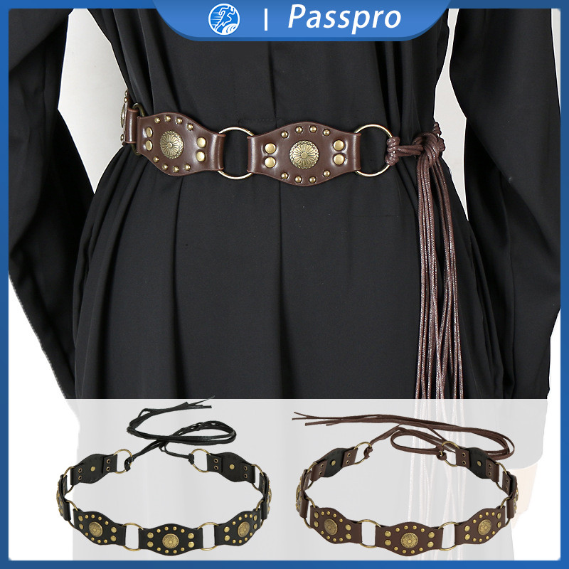 Fashion Wanita Kulit Punk Belt Retro Denim Punk Untuk Sabuk Pinggang Cewek