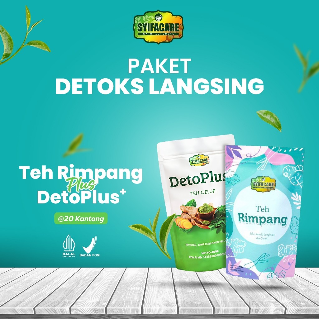 

Paket Teh Rimpang Syifacare X Detoplus Premium Tea Teh Diet & Detox Herbal - Deto Plus Lancarkan Pencernaan & Jaga Imun