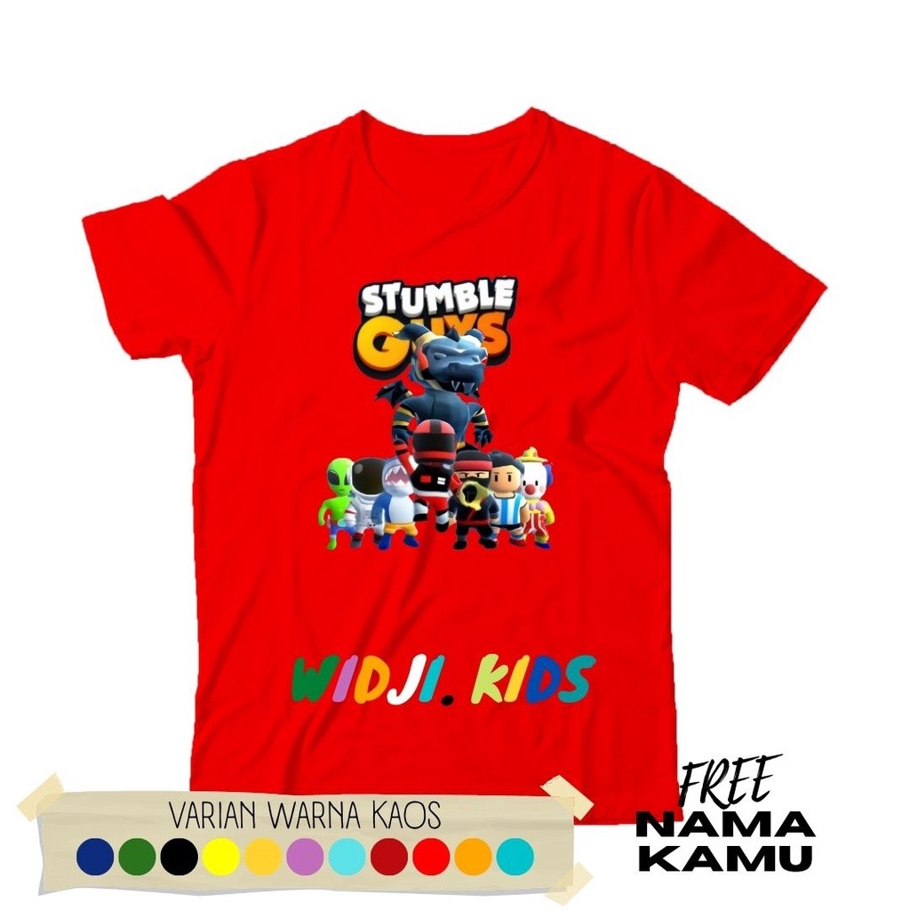 kaos anak stumble guys naga hitam
