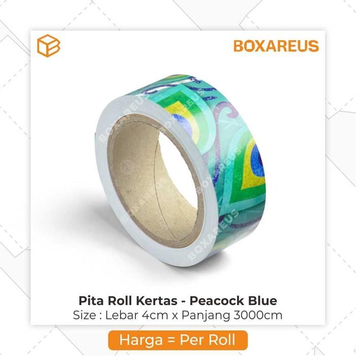 

76_cm Pita Kertas - Dekor Hampers Aksesoris Natal Imlek Lebaran Idul Fitri - 4cm PeacockBlue