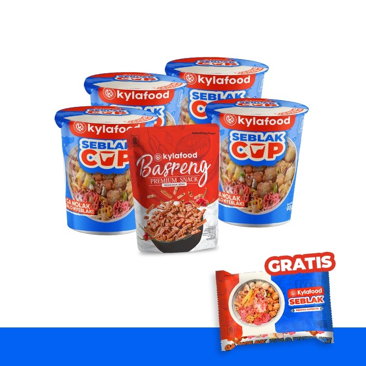 

PROMO!Kylafood Special paket 4 seblak cup + 1 basreng pedas (80gr) + 1 Seblak rempah autentik (Free)READY