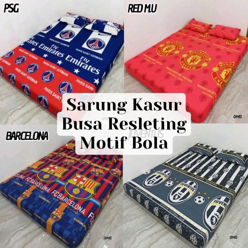 HIGH DEMAND Sprei resleting No.1 terlaris motif Bola / sarung kasur busa resleting / bahan polister 
