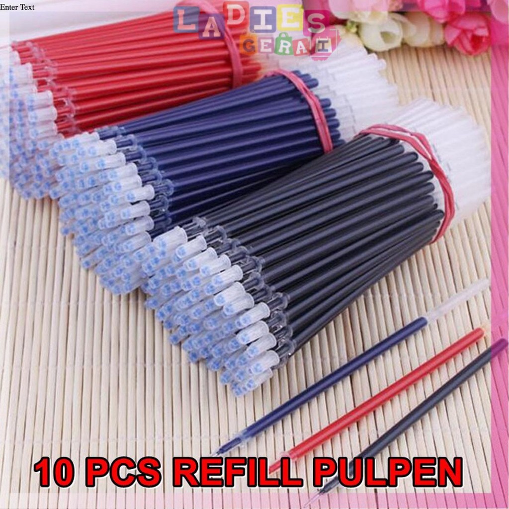 

[10 PC] REFILL PULPEN GEL 0.5MM WARNA HITAM - BIRU - MERAH tinta stationery