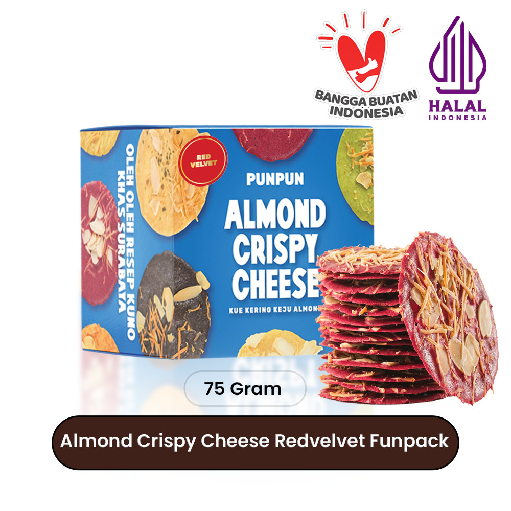

JAMIN MURAH !!!Almond Crispy Cheese Redvelvet Oleh Oleh Khas Surabaya Cemilan PUNPUN Snack Gluten Free(BISA LANGSUNG ORDER)