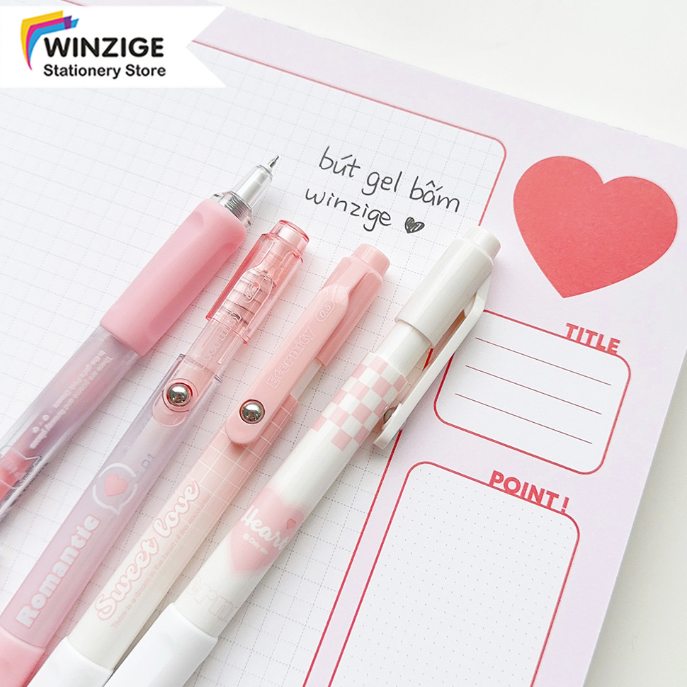 

6.6 Winzige MURA 4pcs Pulpen Gel Aesthetic 0.5mm Pulpen Lucu Retractable Gel Pens Pen Mekanik Tinta Hitam