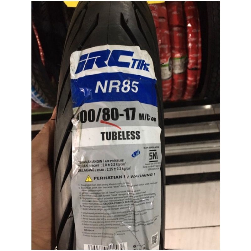 BAN TUBELESS IRC NR85 100/80-17 UNTUK BAN DEPAN MOTOR CBR 150R,BISON FI