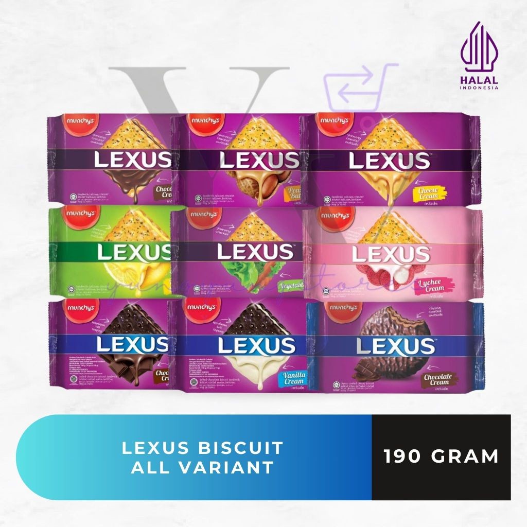 

pekanbaru /Munchy's Lexus Biskuit Aneka Rasa Chocolate / Cheese / Peanut / Vegetables / Lemon / Salted Vanilla 190 gram