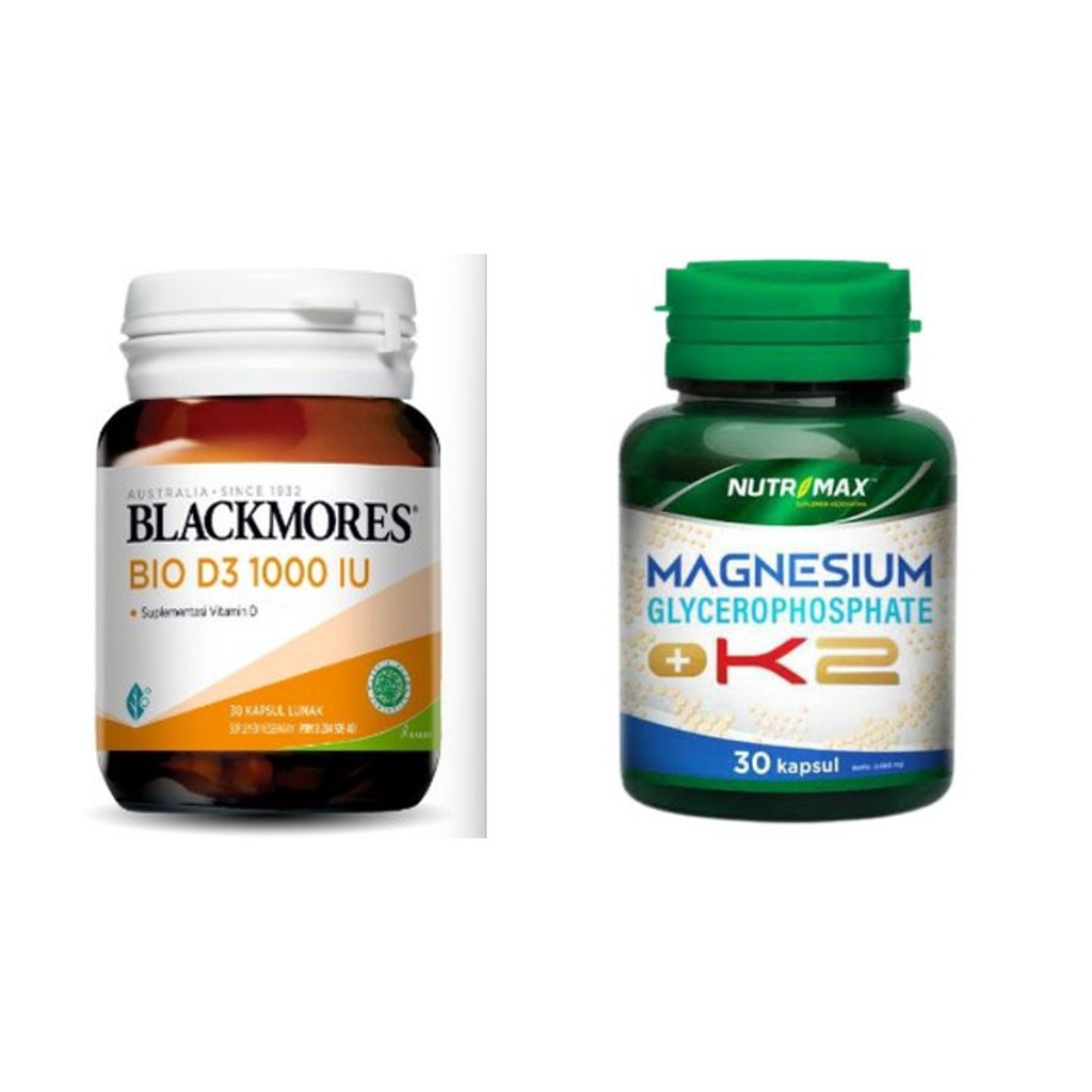 Paket Bundling Blackmores Bio D3 1000 IU 30 Kapsul + Nutrimax Magnesium + K2 30 Tablet