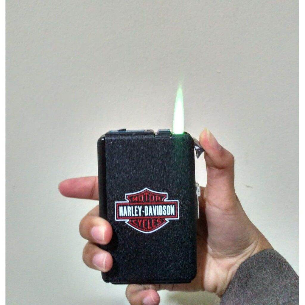 Gratis Ongkir - Kotak Rokok Plus Korek Api Motif HD Hitam Dopp/Kotak Rokok Unik Motif Hd