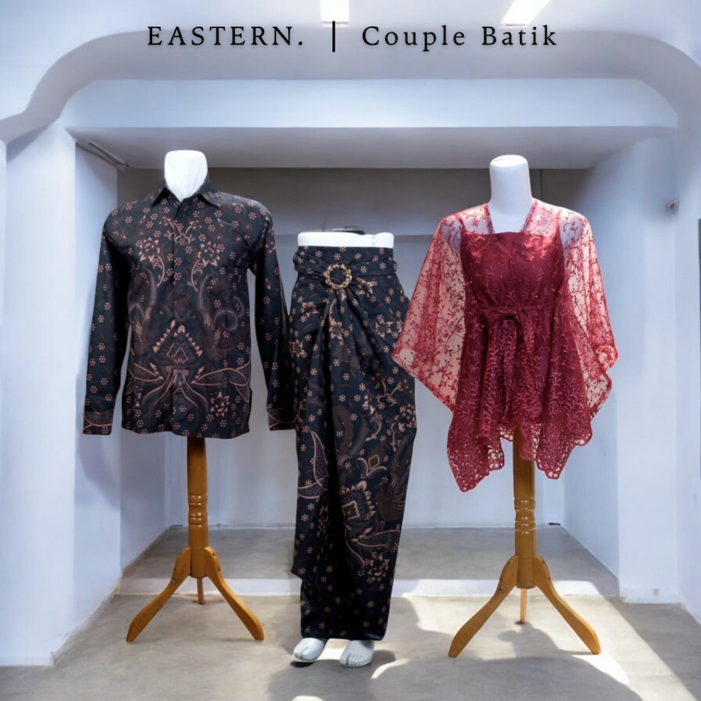 (Kebaya & Kemeja) Kebaya Couple Pasangan Brukat Tile Batik Modern Baju Kondangan Wanita Kekininan