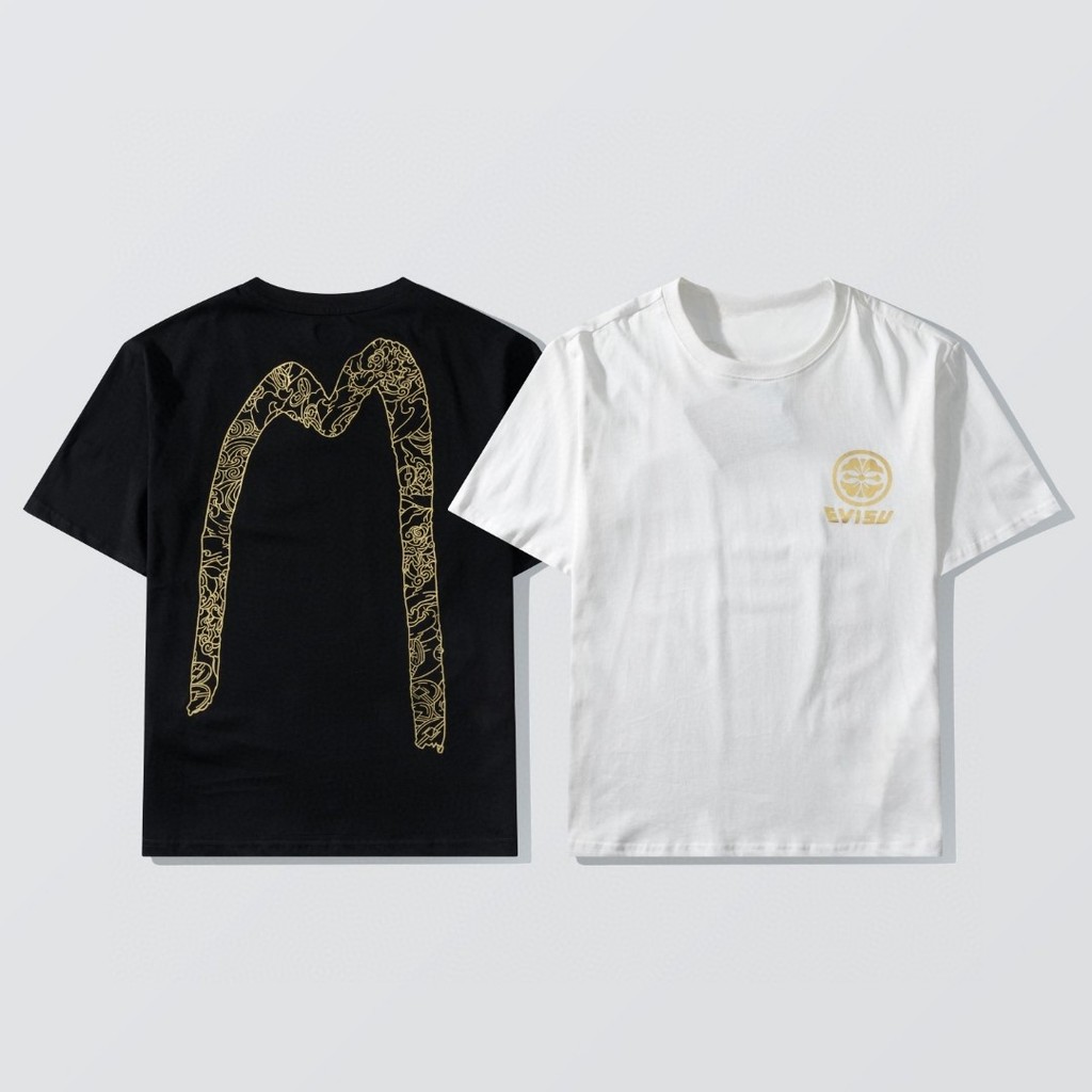 Kaos Distro EVISU  Pria Wanita d Baju Boxy Fit T Shirt - Official Merchandise