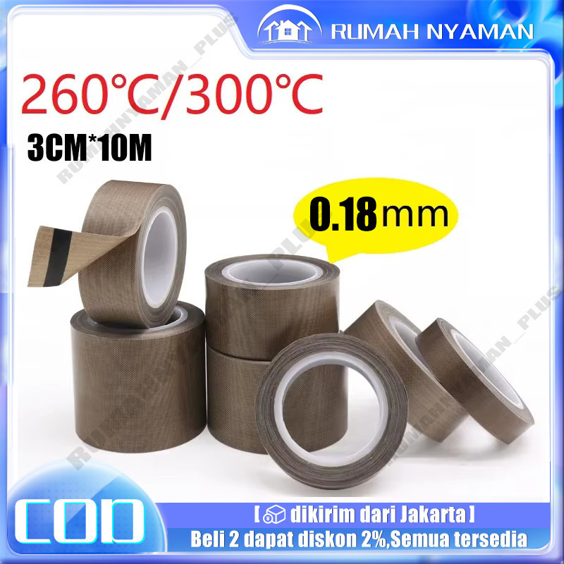 10M Lakban Isolasi Tahan Panas 300C Teflon Tape PTFE Coklat Selotip Kertas High Temperature