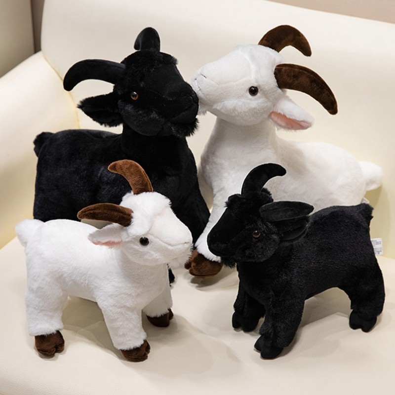 30/40cm Ran- Animal Series Soft Cute Simulation Black White Goat Mountain Lifelike Plush Toys Doll K