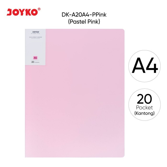 

⭐BISA COD⭐ Document Keeper Clear Holder Map File Dokumen Folder Joyko DK Pastel DKA20A4 Pink