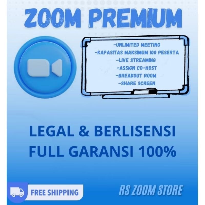 Zoom Pr0/Premium unlimited meeting 100peserta 1 bulan Full Garansi
