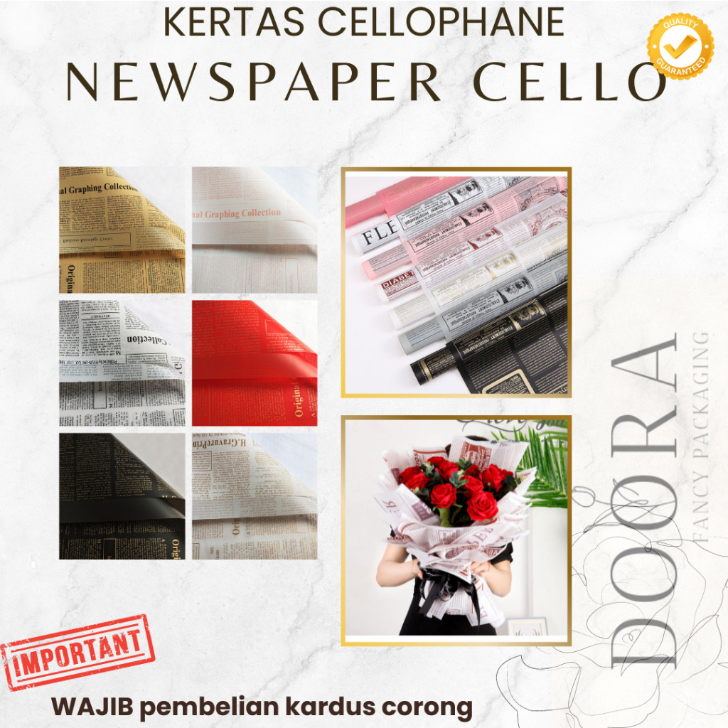 

Kertas Cellophane Buket Bunga Newspaper Cello [20lembar]