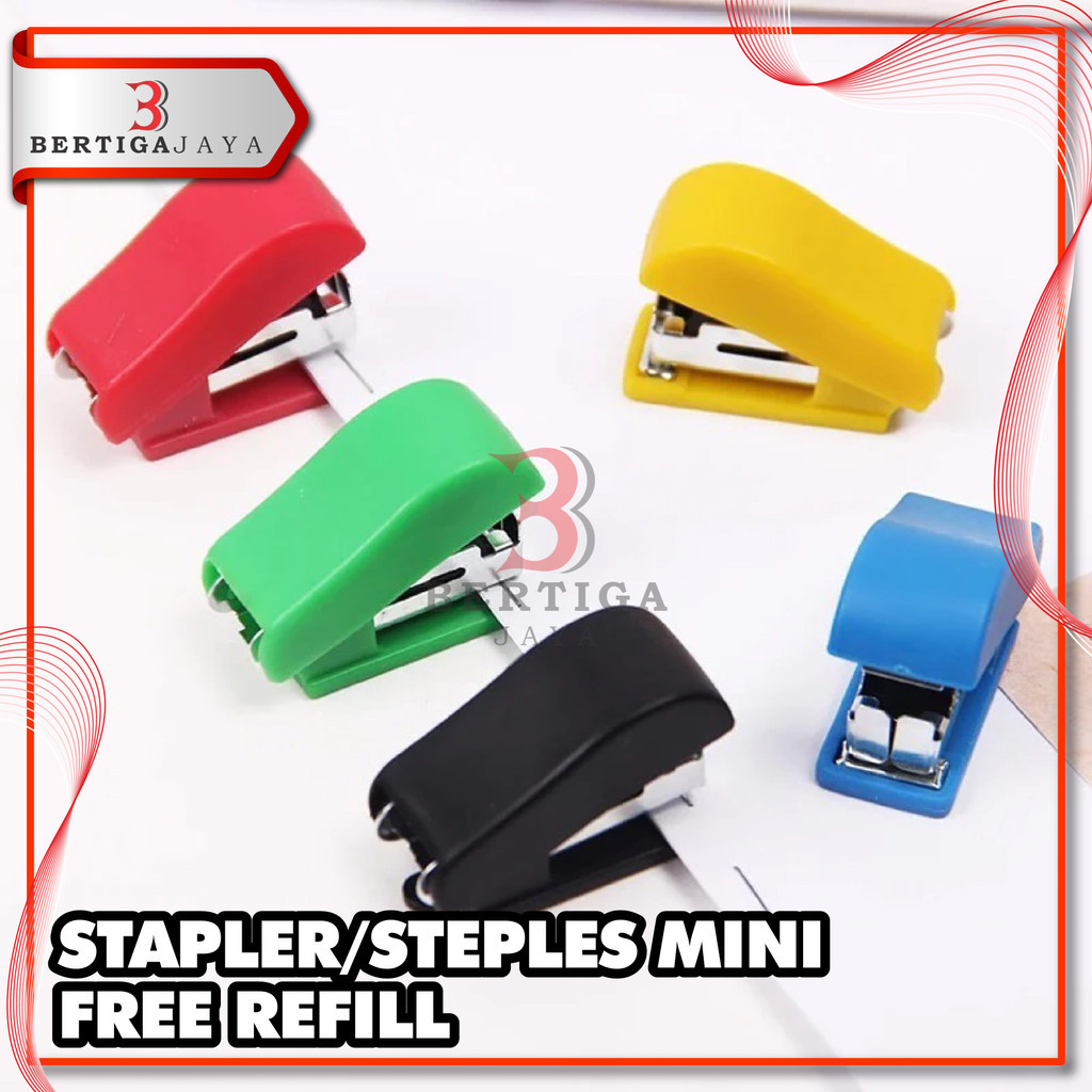 

BJ Stapler Mini Free Refill Steples Cekrekan Penjilid Buku Kertas Bungkus Makanan Dengan Isi