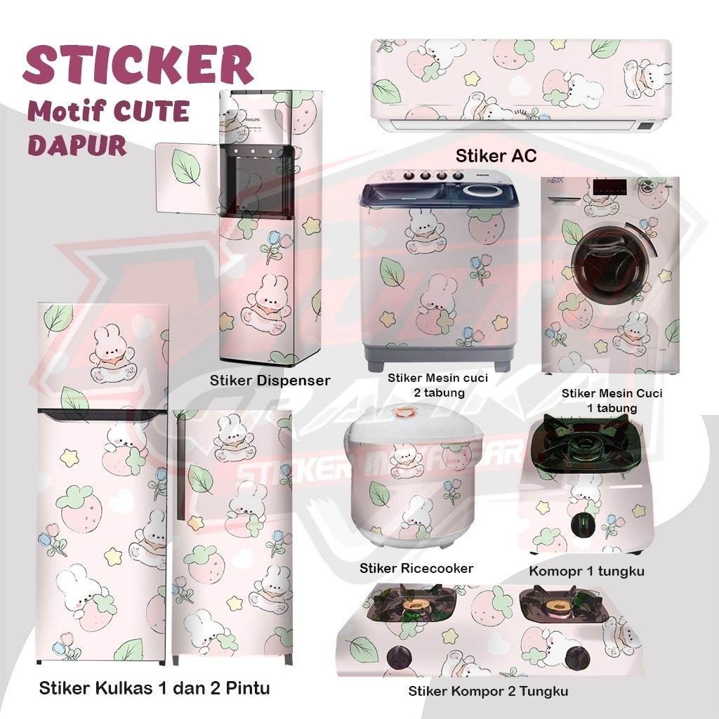 Stiker Stiker kulkas kompor mesin cuci   pintu tabung  Rice Cooker Dispenser Ac Motif Cute lucu kart