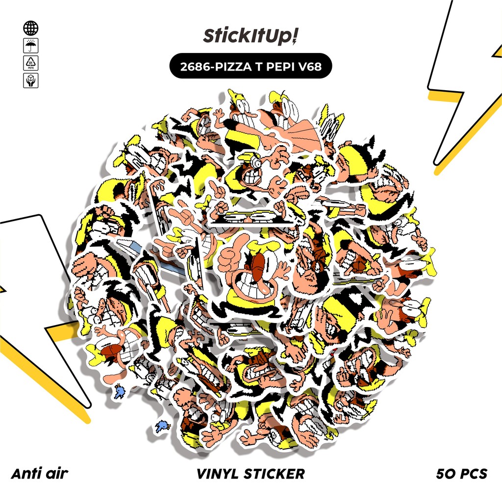 

COD✨ 50 Pcs Stiker PIZZA T PEPI V68 Lucu Anti Air Untuk Dekorasi Notebook Sepeda Skateboard Handphone DIY