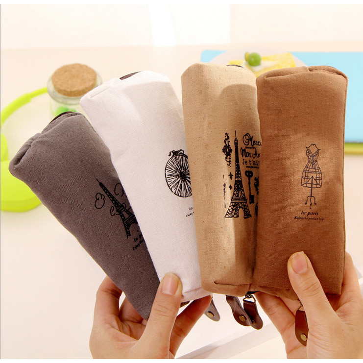 

Retro Towers Linen Pencil Bag Students Paris Style Pencil Cases Stationery Material Escolar Office Supplies New Arrival