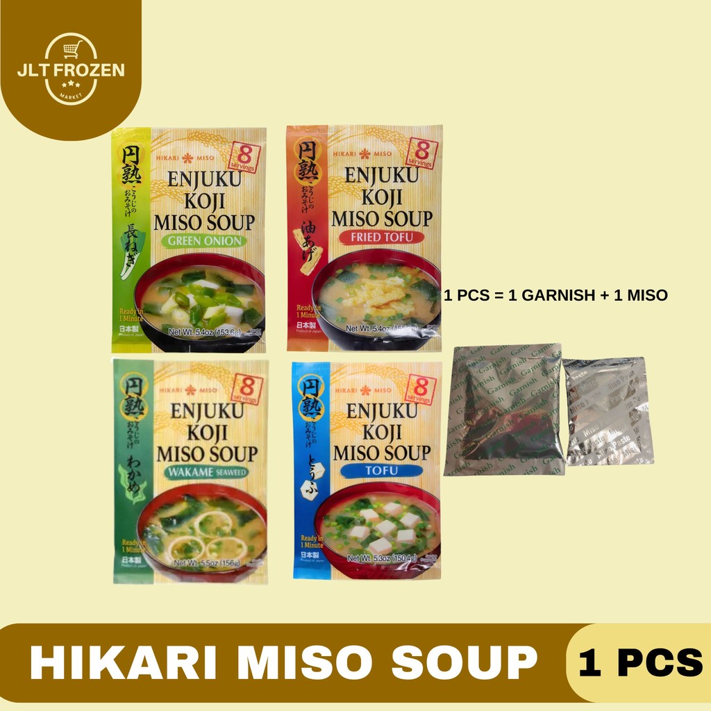 

Hikari Miso Soup / Sup Instan / Green Onion / Freid Tofu / Wakame / Jepang / untuk 8 Porsi 1 PCS [GARNISH+MISO]