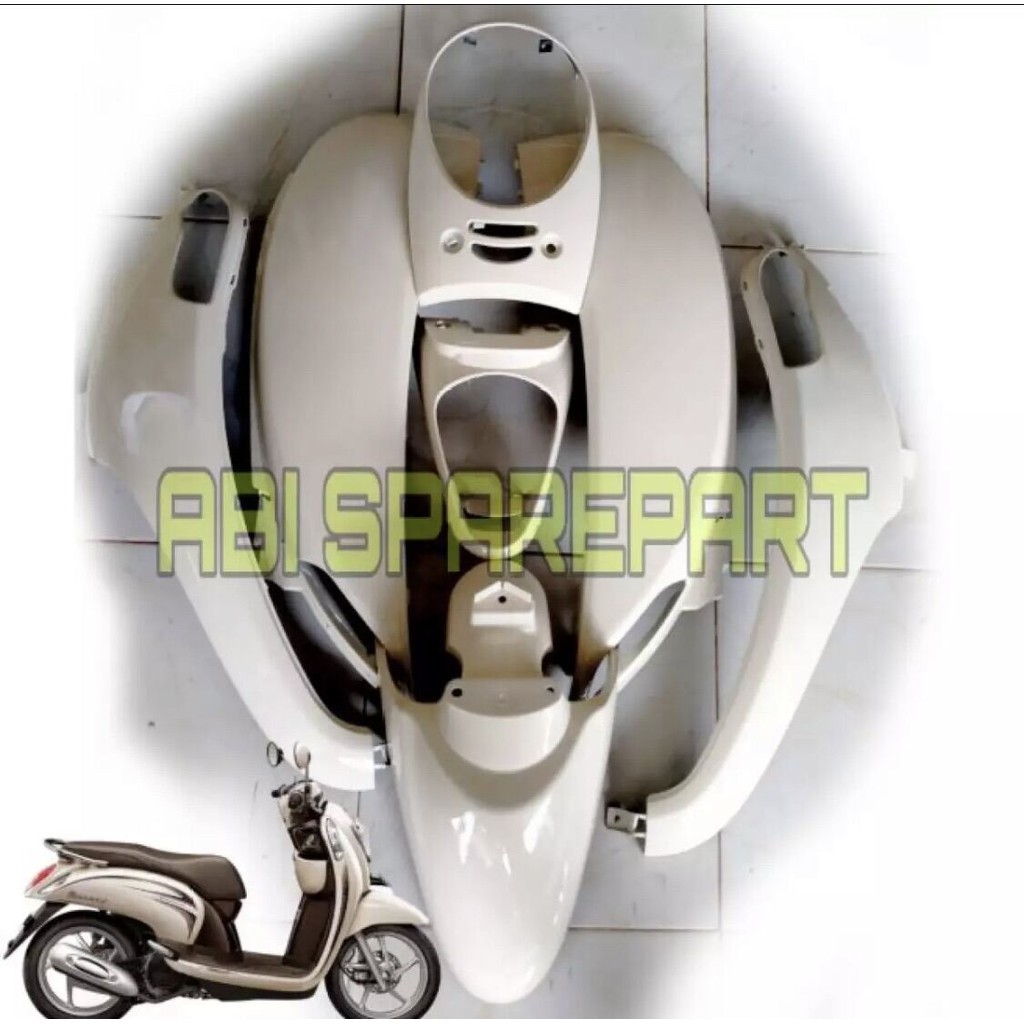 FULL BODY ALUS HONDA SCOOPY FI 2015-2017 CREAM (Tidak termasuk Buntut cover stop)