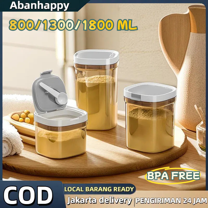 Tempat Susu Bubuk Bayi 800/1300/1800ml Wadah Susu Toples Makanan Vacuum Sealed Box Kotak Penyimpanan