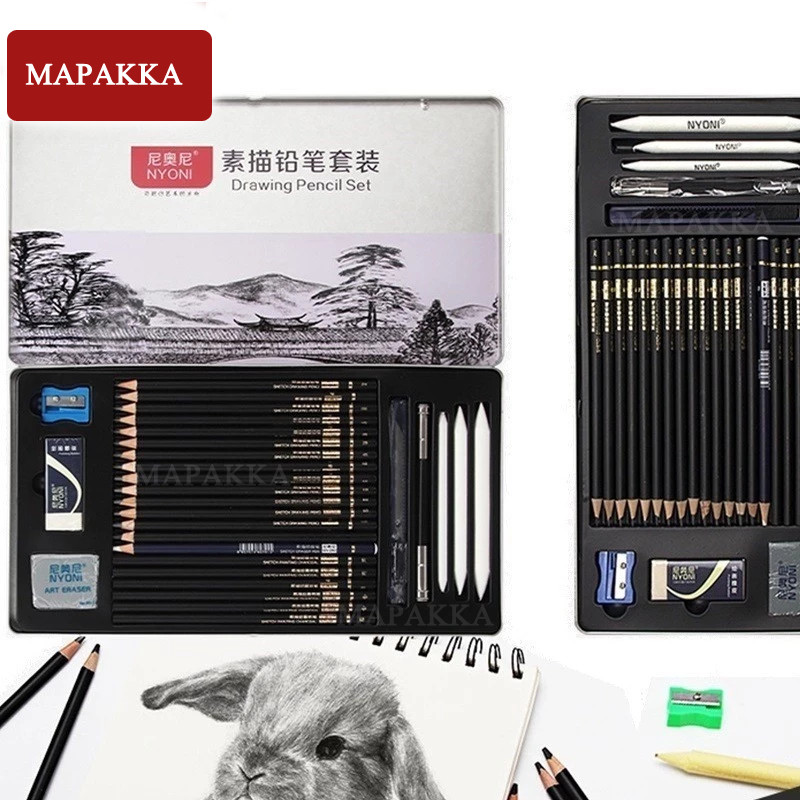 

Drawing Pencil Gambar Set 29pcs Metal Tin Box Pensil Gambar Lukis Sketsa Lengkap Paket