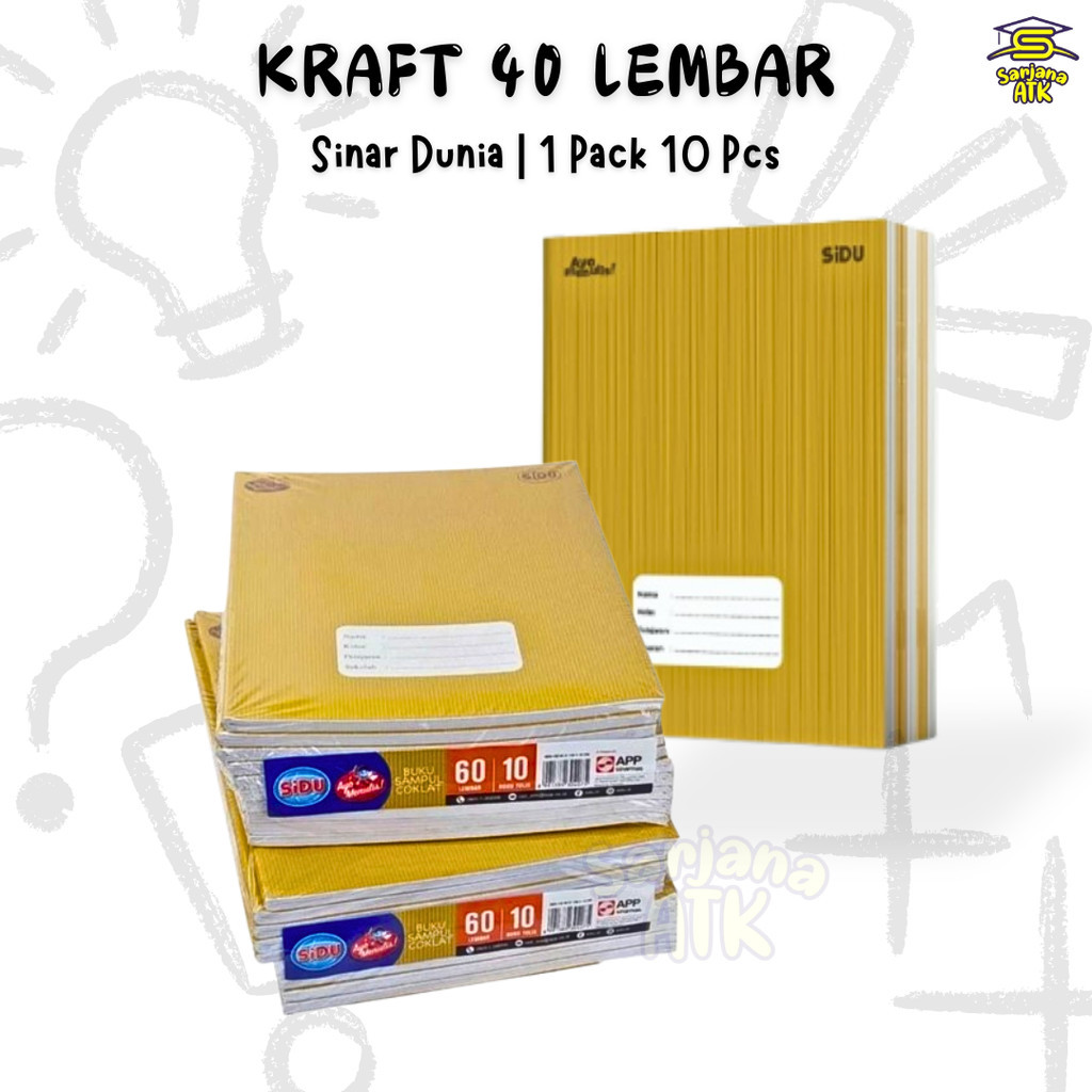 

(10pcs) Buku Tulis / Buku Catatan Sekolah / Buku Tulis Kraft Sinar Dunia 40 Lembar