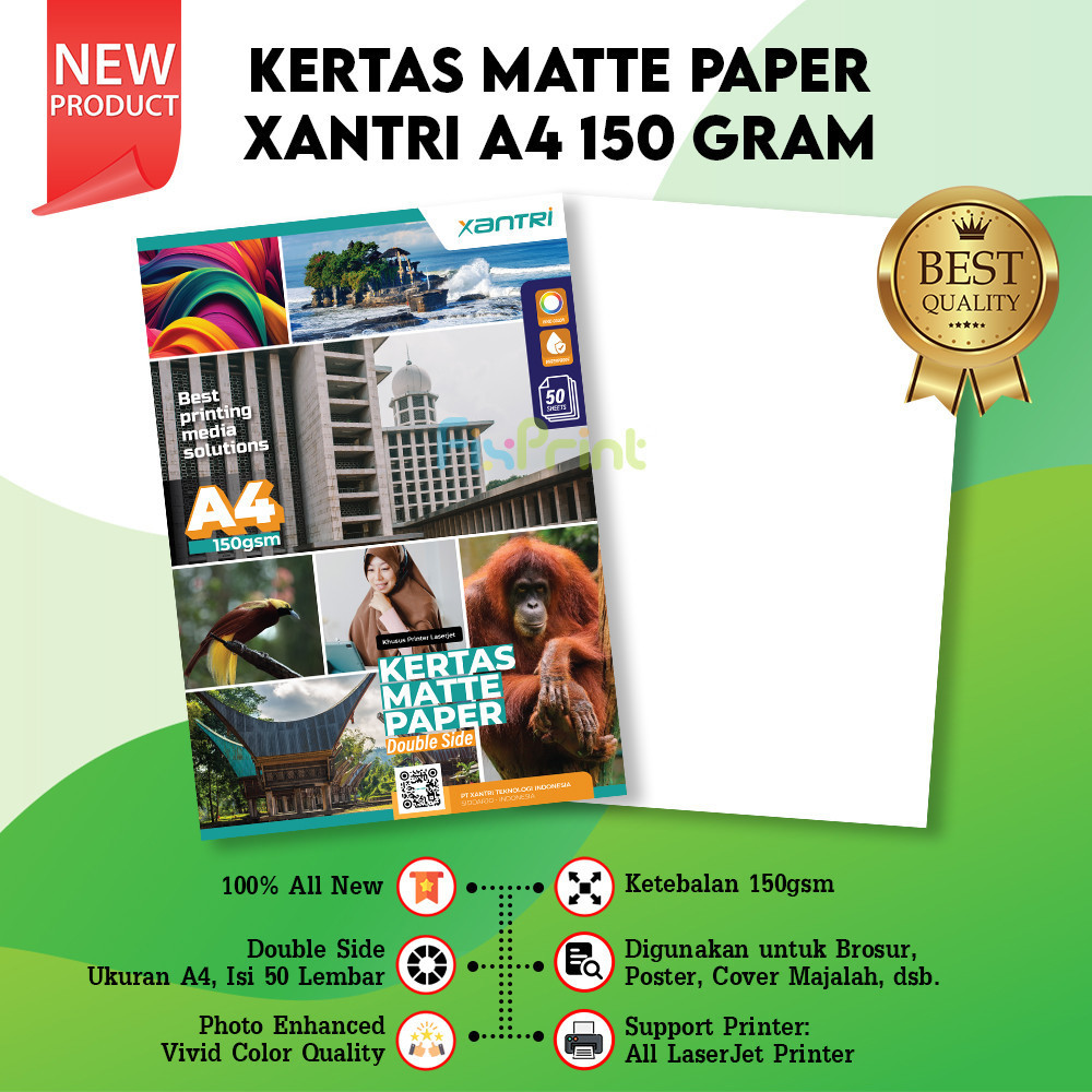 

Kertas Matte Paper Double Side A4 150gsm, 50 sheet Photo Paper