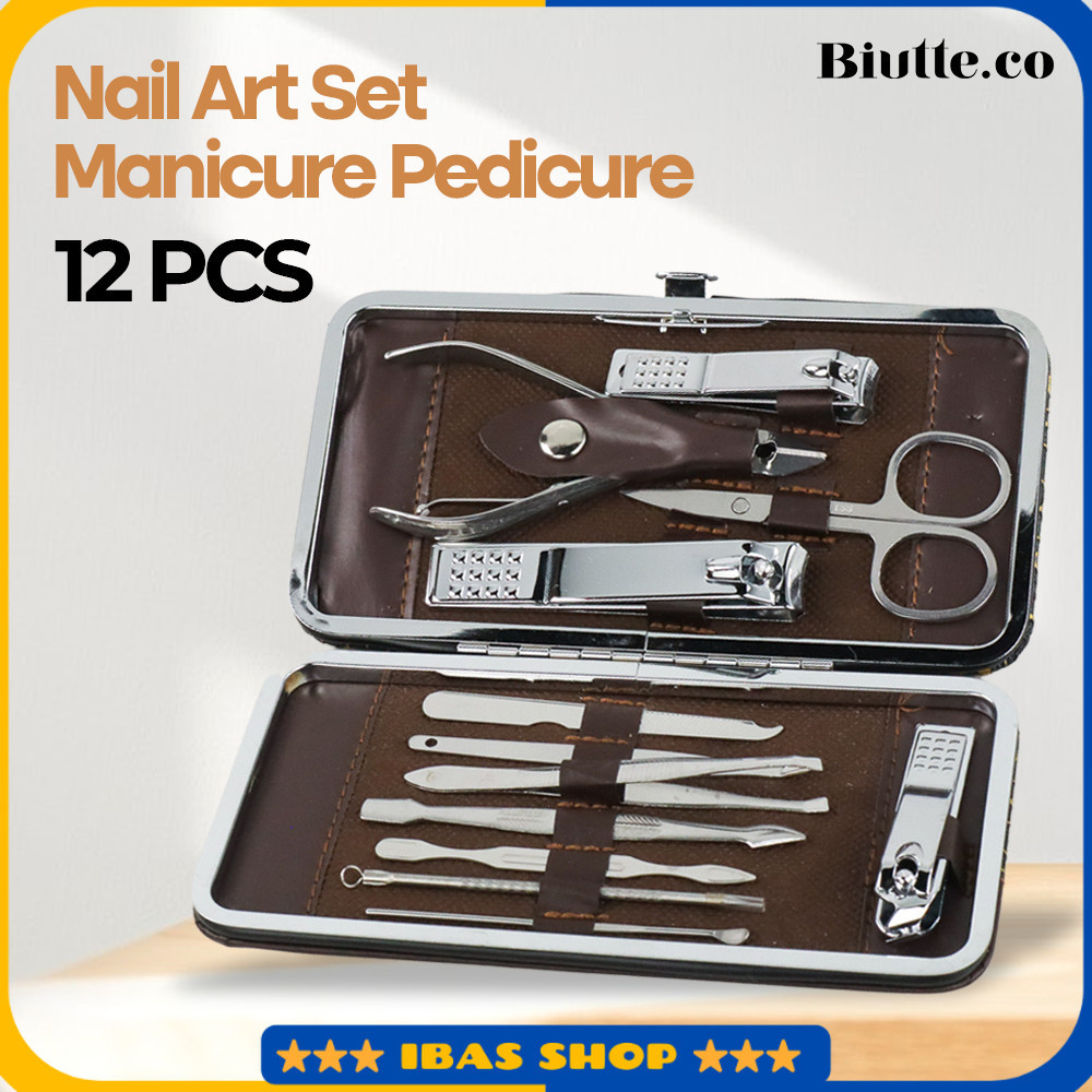 Nail Art Set Manicure Pedicure Gunting Kuku 12 Pcs